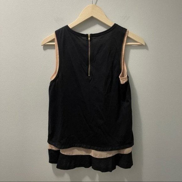 J. Crew Black Ruffle Sleeveless Tank Blouse Double Layer Flowy Chic - Picture 3 of 9